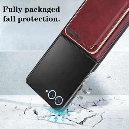For Samsung Galaxy Z Flip7 Kalebol Slim MagSafe Ring Magnetic Card Bag Leather Phone Case(Red) - Galaxy Z Flip7 5G Cases by Kalebol | Online Shopping UK | buy2fix