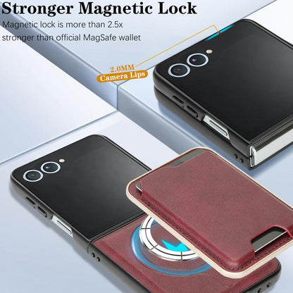 For Samsung Galaxy Z Flip7 Kalebol Slim MagSafe Ring Magnetic Card Bag Leather Phone Case(Red) - Galaxy Z Flip7 5G Cases by Kalebol | Online Shopping UK | buy2fix