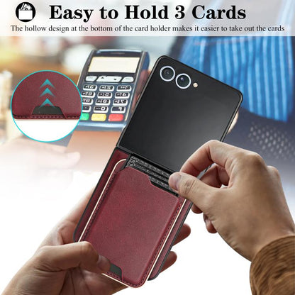 For Samsung Galaxy Z Flip7 Kalebol Slim MagSafe Ring Magnetic Card Bag Leather Phone Case(Red) - Galaxy Z Flip7 5G Cases by Kalebol | Online Shopping UK | buy2fix
