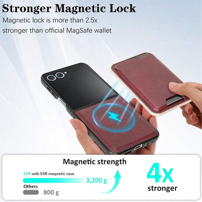 For Samsung Galaxy Z Flip7 Kalebol Slim MagSafe Ring Magnetic Card Bag Leather Phone Case(Red) - Galaxy Z Flip7 5G Cases by Kalebol | Online Shopping UK | buy2fix