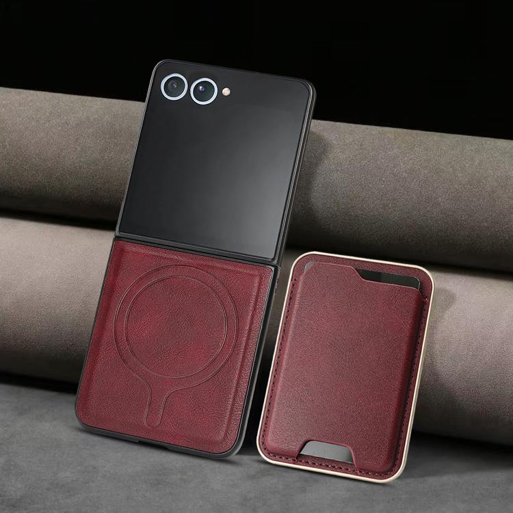 For Samsung Galaxy Z Flip7 Kalebol Slim MagSafe Ring Magnetic Card Bag Leather Phone Case(Red) - Galaxy Z Flip7 5G Cases by Kalebol | Online Shopping UK | buy2fix
