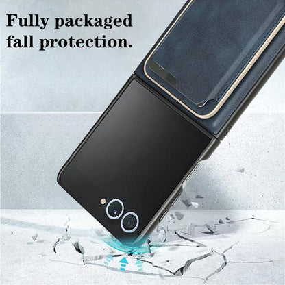 For Samsung Galaxy Z Flip7 Kalebol Slim MagSafe Ring Magnetic Card Bag Leather Phone Case(Blue) - Galaxy Z Flip7 5G Cases by Kalebol | Online Shopping UK | buy2fix