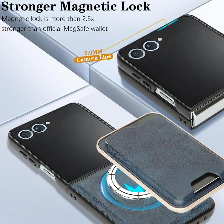 For Samsung Galaxy Z Flip7 Kalebol Slim MagSafe Ring Magnetic Card Bag Leather Phone Case(Blue) - Galaxy Z Flip7 5G Cases by Kalebol | Online Shopping UK | buy2fix