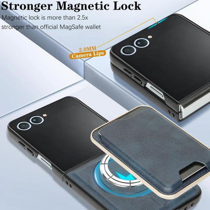 For Samsung Galaxy Z Flip7 Kalebol Slim MagSafe Ring Magnetic Card Bag Leather Phone Case(Blue) - Galaxy Z Flip7 5G Cases by Kalebol | Online Shopping UK | buy2fix