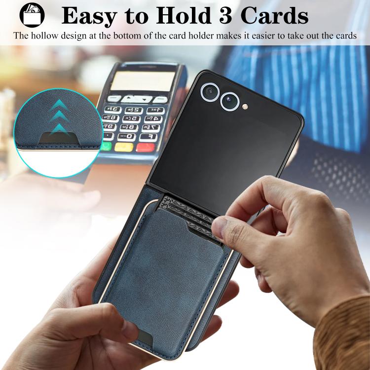 For Samsung Galaxy Z Flip7 Kalebol Slim MagSafe Ring Magnetic Card Bag Leather Phone Case(Blue) - Galaxy Z Flip7 5G Cases by Kalebol | Online Shopping UK | buy2fix