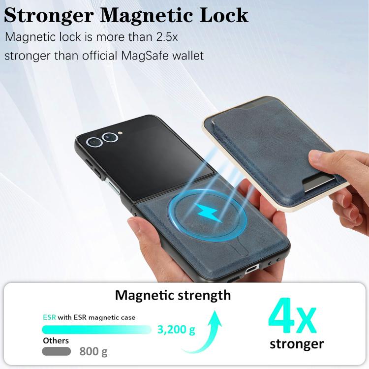 For Samsung Galaxy Z Flip7 Kalebol Slim MagSafe Ring Magnetic Card Bag Leather Phone Case(Blue) - Galaxy Z Flip7 5G Cases by Kalebol | Online Shopping UK | buy2fix