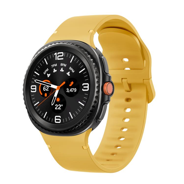 For Samsung Galaxy Watch8 / Watch8 Classic Solid Color Stitched Silicone Watch Band, Size:S(Official Yellow) - Watch Bands by buy2fix | Online Shopping UK | buy2fix