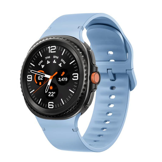 For Samsung Galaxy Watch8 / Watch8 Classic Solid Color Stitched Silicone Watch Band, Size:S(Light Blue) - Watch Bands by buy2fix | Online Shopping UK | buy2fix