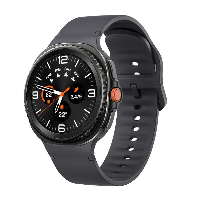 For Samsung Galaxy Watch8 / Watch8 Classic Solid Color Stitched Silicone Watch Band, Size:S(Dark Gray) - Watch Bands by buy2fix | Online Shopping UK | buy2fix
