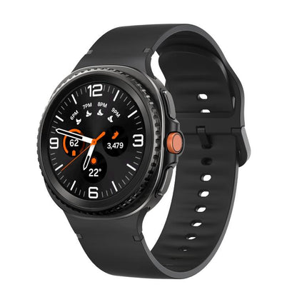 For Samsung Galaxy Watch8 / Watch8 Classic Solid Color Stitched Silicone Watch Band, Size:S(Black) - Watch Bands by buy2fix | Online Shopping UK | buy2fix
