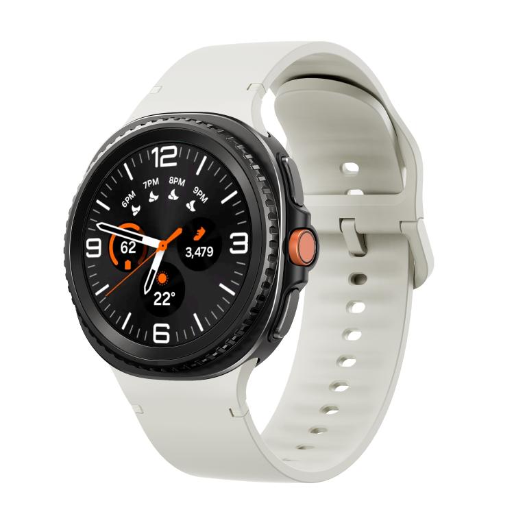 For Samsung Galaxy Watch8 / Watch8 Classic Solid Color Stitched Silicone Watch Band, Size:M(Beige) - Watch Bands by buy2fix | Online Shopping UK | buy2fix