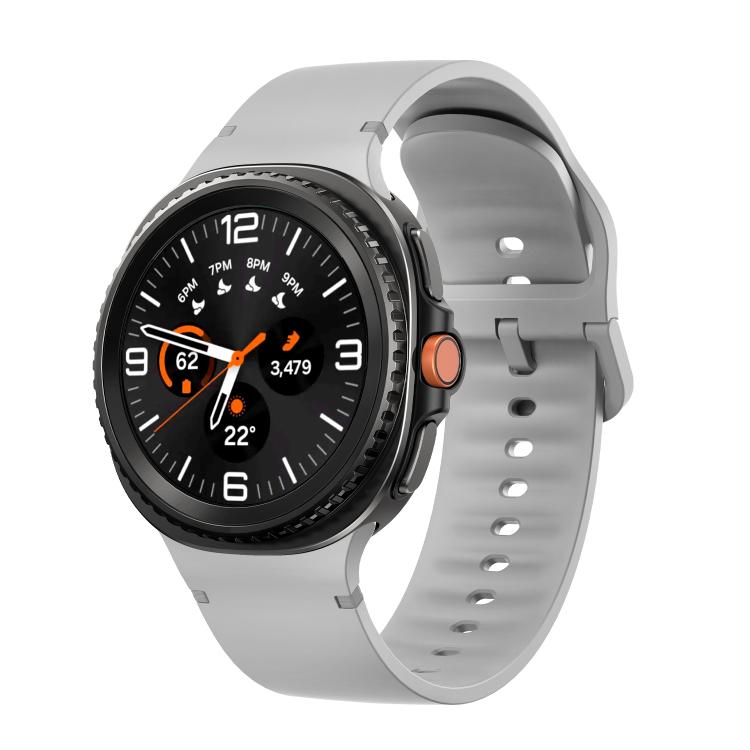 For Samsung Galaxy Watch8 / Watch8 Classic Solid Color Stitched Silicone Watch Band, Size:M(Gray) - Watch Bands by buy2fix | Online Shopping UK | buy2fix