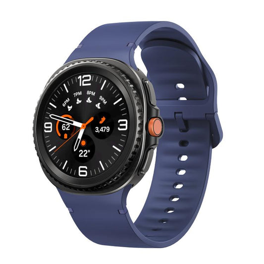 For Samsung Galaxy Watch8 / Watch8 Classic Solid Color Stitched Silicone Watch Band, Size:M(Midnight Blue) - Watch Bands by buy2fix | Online Shopping UK | buy2fix
