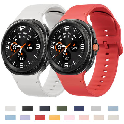 For Samsung Galaxy Watch8 / Watch8 Classic Solid Color Stitched Silicone Watch Band, Size:M(Official Purple) - Watch Bands by buy2fix | Online Shopping UK | buy2fix
