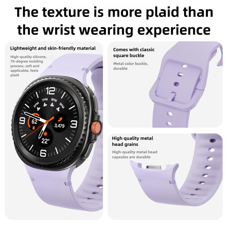 For Samsung Galaxy Watch8 / Watch8 Classic Solid Color Stitched Silicone Watch Band, Size:M(Midnight Blue) - Watch Bands by buy2fix | Online Shopping UK | buy2fix