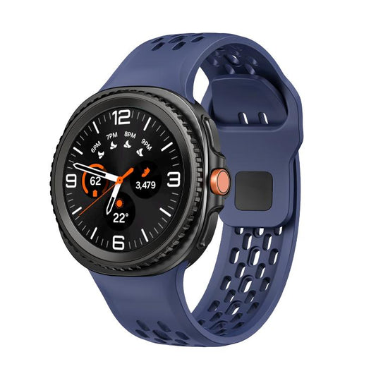 For Samsung Galaxy Watch8 / Watch8 Classic Hole Style Black Reverse Buckle Silicone Watch Band(Midnight Blue) - Watch Bands by buy2fix | Online Shopping UK | buy2fix