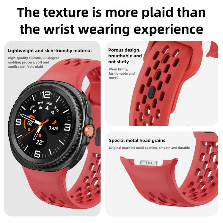 For Samsung Galaxy Watch8 / Watch8 Classic Hole Style Black Reverse Buckle Silicone Watch Band(Black) - Watch Bands by buy2fix | Online Shopping UK | buy2fix