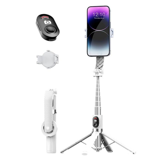P07 Max Extendable Four-legged Stand Magnetic Phone Selfie Stick with Bluetooth Remote Control(White) - Selfie Sticks by buy2fix | Online Shopping UK | buy2fix