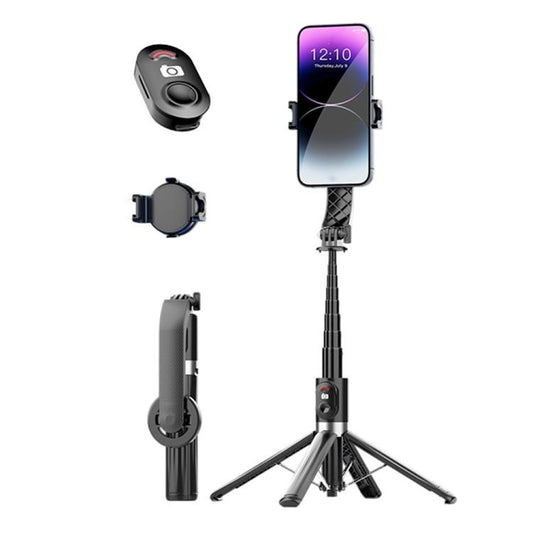 P07 Max Extendable Four-legged Stand Magnetic Phone Selfie Stick with Bluetooth Remote Control(Black) - Selfie Sticks by buy2fix | Online Shopping UK | buy2fix