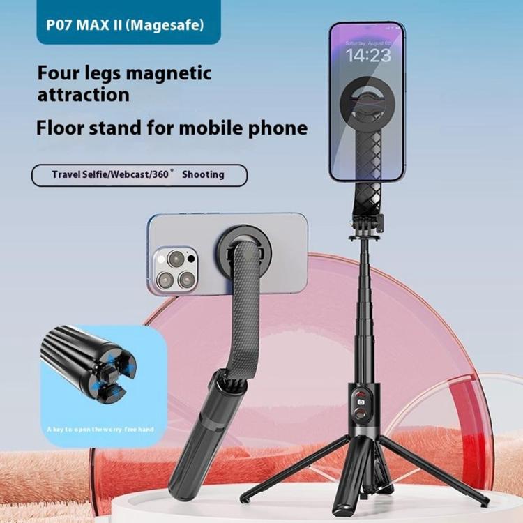 P07 Max Extendable Four-legged Stand Magnetic Phone Selfie Stick with Bluetooth Remote Control(White) - Selfie Sticks by buy2fix | Online Shopping UK | buy2fix