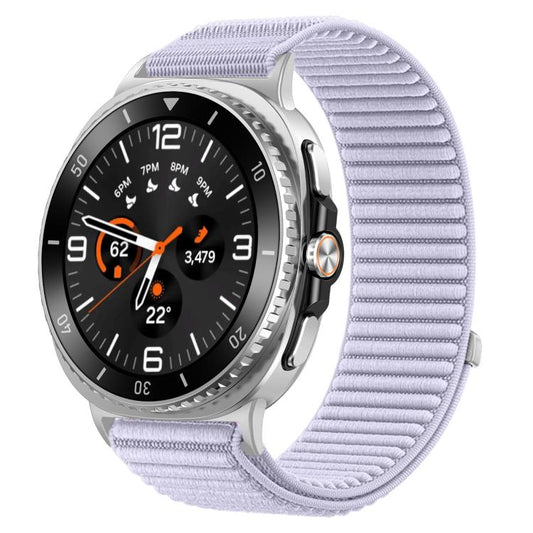 For Samsung Galaxy Watch8 / Watch8 Classic Woven Nylon Hook And Loop Fastener Metal Interface Watch Band(Purple) - Watch Bands by buy2fix | Online Shopping UK | buy2fix
