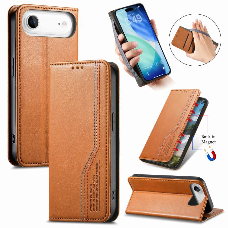 For iPhone Air Elastic Wristband Magnetic Suction Leather Phone Case(Brown) - iPhone Air Cases by buy2fix | Online Shopping UK | buy2fix