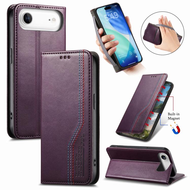 For iPhone Air Elastic Wristband Magnetic Suction Leather Phone Case(Purple) - iPhone Air Cases by buy2fix | Online Shopping UK | buy2fix