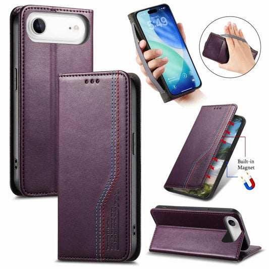 For iPhone Air Elastic Wristband Magnetic Suction Leather Phone Case(Purple) - iPhone Air Cases by buy2fix | Online Shopping UK | buy2fix