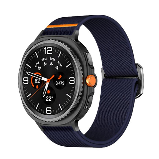 For Galaxy Watch9 / 8 / 8 Classic Bull Bead Buckle Elastic Nylon Watch Band(Dark Blue)