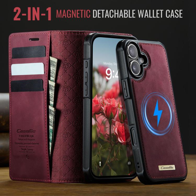 For iPhone 16 Plus CaseMe C49 MagSafe RFID Blocking Detachable Wallet Leather Phone Case(Red) - iPhone 16 Plus Cases by CaseMe | Online Shopping UK | buy2fix