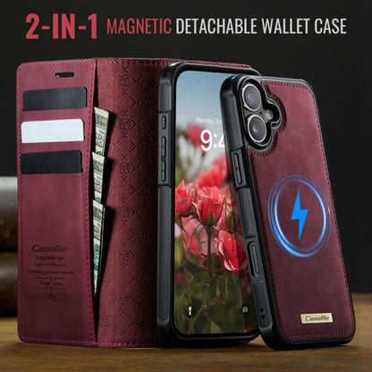 For iPhone 16 Plus CaseMe C49 MagSafe RFID Blocking Detachable Wallet Leather Phone Case(Red) - iPhone 16 Plus Cases by CaseMe | Online Shopping UK | buy2fix