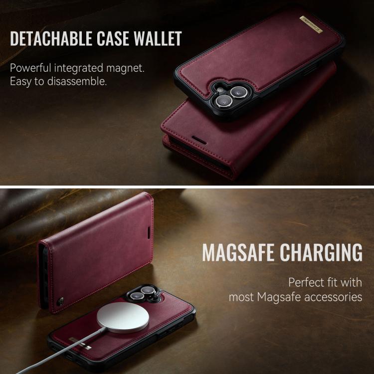 For iPhone 16 Plus CaseMe C49 MagSafe RFID Blocking Detachable Wallet Leather Phone Case(Red) - iPhone 16 Plus Cases by CaseMe | Online Shopping UK | buy2fix