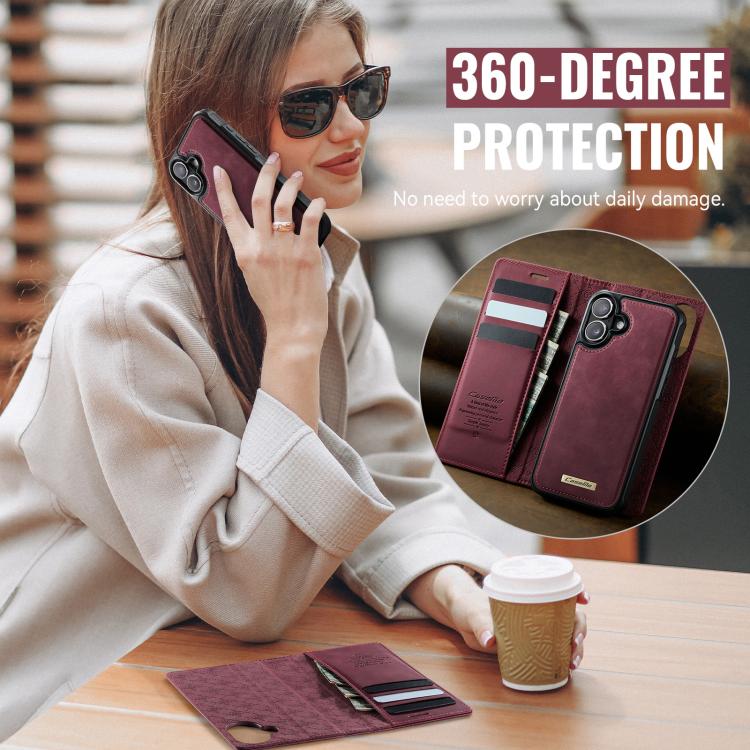 For iPhone 16 Plus CaseMe C49 MagSafe RFID Blocking Detachable Wallet Leather Phone Case(Red) - iPhone 16 Plus Cases by CaseMe | Online Shopping UK | buy2fix