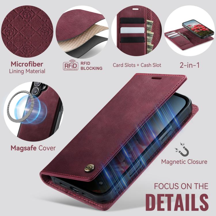 For iPhone 16 Plus CaseMe C49 MagSafe RFID Blocking Detachable Wallet Leather Phone Case(Red) - iPhone 16 Plus Cases by CaseMe | Online Shopping UK | buy2fix