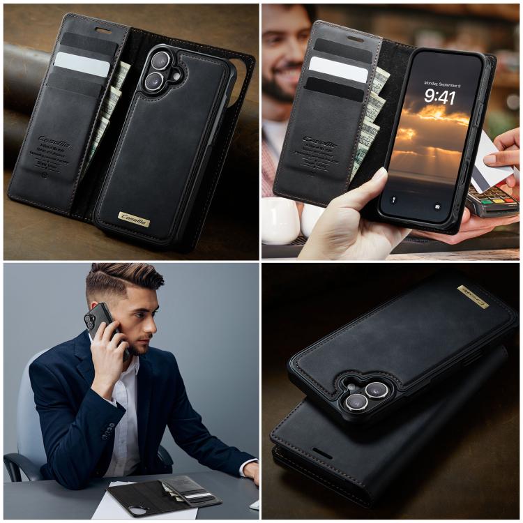 For iPhone 16 Plus CaseMe C49 MagSafe RFID Blocking Detachable Wallet Leather Phone Case(Black) - iPhone 16 Plus Cases by CaseMe | Online Shopping UK | buy2fix