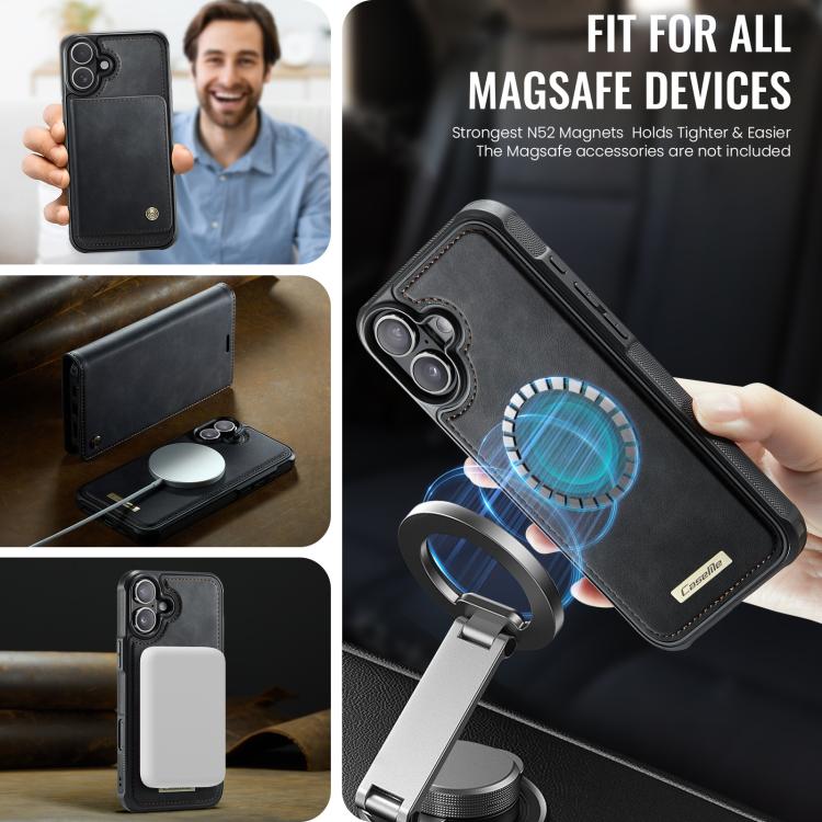 For iPhone 16 Plus CaseMe C49 MagSafe RFID Blocking Detachable Wallet Leather Phone Case(Black) - iPhone 16 Plus Cases by CaseMe | Online Shopping UK | buy2fix