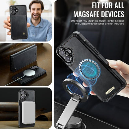 For iPhone 16 Plus CaseMe C49 MagSafe RFID Blocking Detachable Wallet Leather Phone Case(Black) - iPhone 16 Plus Cases by CaseMe | Online Shopping UK | buy2fix