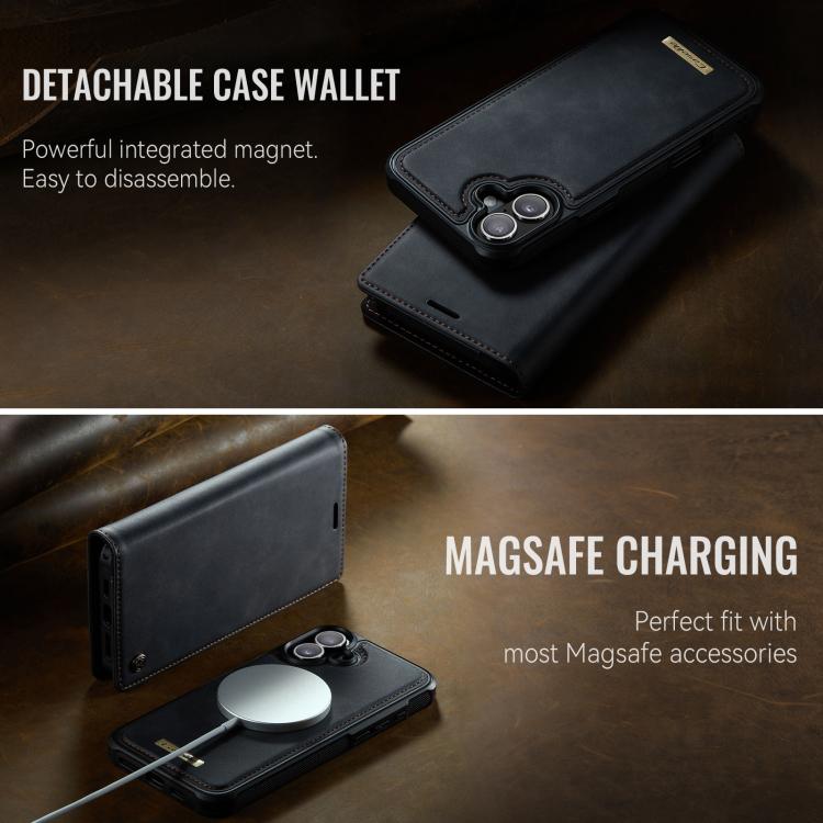 For iPhone 16 Plus CaseMe C49 MagSafe RFID Blocking Detachable Wallet Leather Phone Case(Black) - iPhone 16 Plus Cases by CaseMe | Online Shopping UK | buy2fix