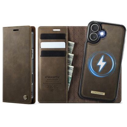 For iPhone 16 Plus CaseMe C49 MagSafe RFID Blocking Detachable Wallet Leather Phone Case(Coffee) - iPhone 16 Plus Cases by CaseMe | Online Shopping UK | buy2fix