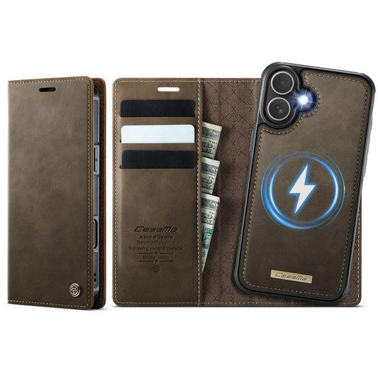 For iPhone 16 Plus CaseMe C49 MagSafe RFID Blocking Detachable Wallet Leather Phone Case(Coffee) - iPhone 16 Plus Cases by CaseMe | Online Shopping UK | buy2fix