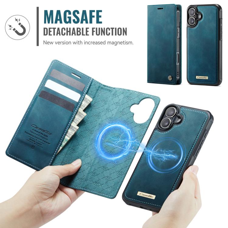 For iPhone 16 Plus CaseMe C49 MagSafe RFID Blocking Detachable Wallet Leather Phone Case(Green) - iPhone 16 Plus Cases by CaseMe | Online Shopping UK | buy2fix