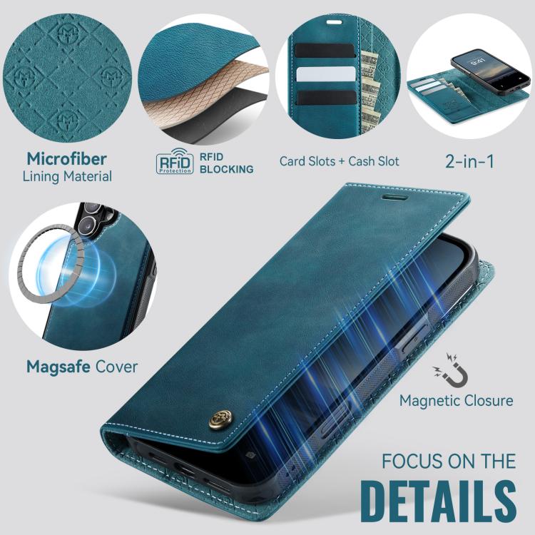 For iPhone 16 Plus CaseMe C49 MagSafe RFID Blocking Detachable Wallet Leather Phone Case(Green) - iPhone 16 Plus Cases by CaseMe | Online Shopping UK | buy2fix
