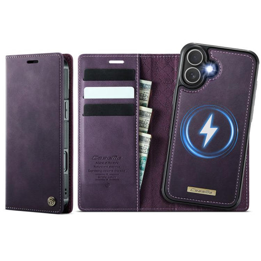 For iPhone 16 Plus CaseMe C49 MagSafe RFID Blocking Detachable Wallet Leather Phone Case(Purple) - iPhone 16 Plus Cases by CaseMe | Online Shopping UK | buy2fix