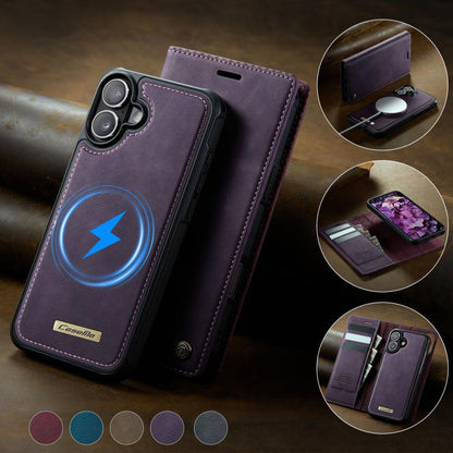 For iPhone 16 Plus CaseMe C49 MagSafe RFID Blocking Detachable Wallet Leather Phone Case(Purple) - iPhone 16 Plus Cases by CaseMe | Online Shopping UK | buy2fix