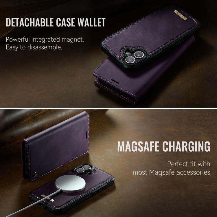 For iPhone 16 Plus CaseMe C49 MagSafe RFID Blocking Detachable Wallet Leather Phone Case(Purple) - iPhone 16 Plus Cases by CaseMe | Online Shopping UK | buy2fix