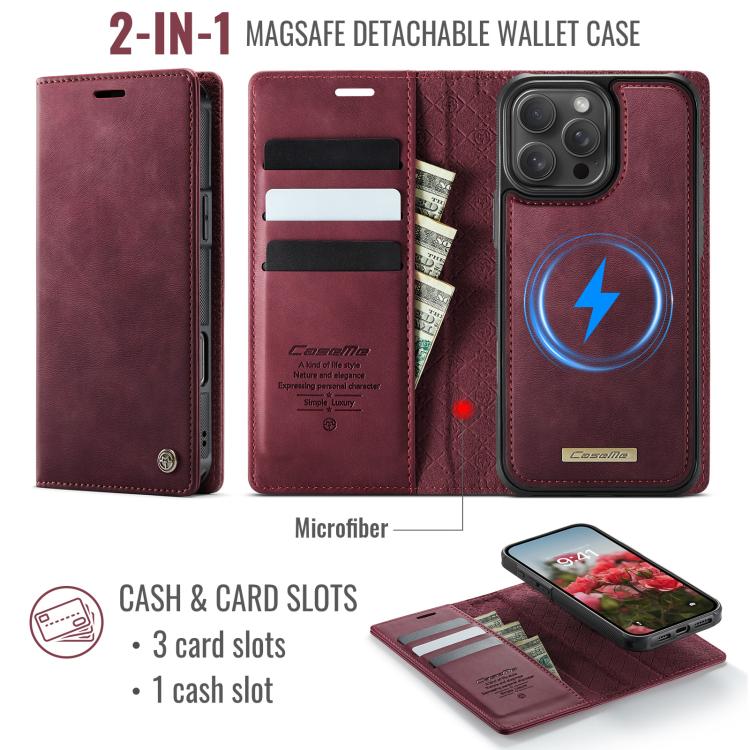 For iPhone 16 Pro CaseMe C49 MagSafe RFID Blocking Detachable Wallet Leather Phone Case(Red) - iPhone 16 Pro Cases by CaseMe | Online Shopping UK | buy2fix