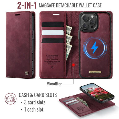 For iPhone 16 Pro CaseMe C49 MagSafe RFID Blocking Detachable Wallet Leather Phone Case(Red) - iPhone 16 Pro Cases by CaseMe | Online Shopping UK | buy2fix