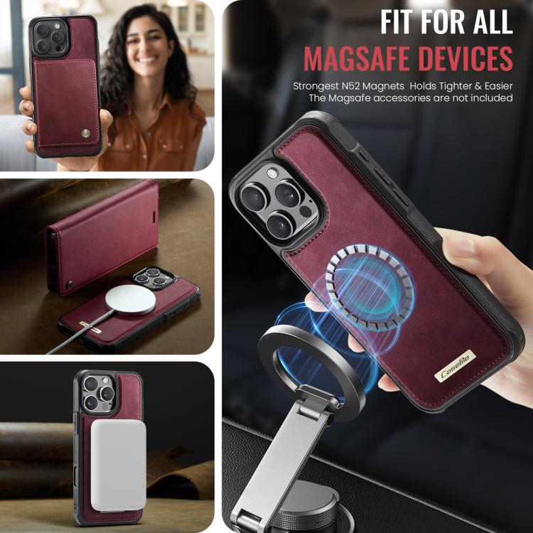For iPhone 16 Pro CaseMe C49 MagSafe RFID Blocking Detachable Wallet Leather Phone Case(Red) - iPhone 16 Pro Cases by CaseMe | Online Shopping UK | buy2fix