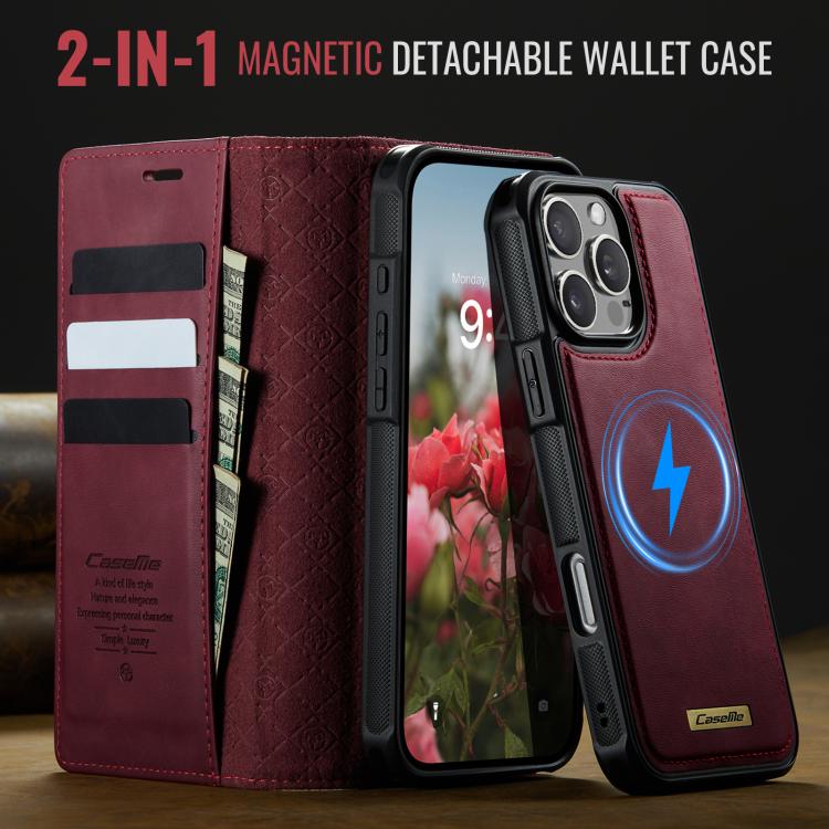 For iPhone 16 Pro CaseMe C49 MagSafe RFID Blocking Detachable Wallet Leather Phone Case(Red) - iPhone 16 Pro Cases by CaseMe | Online Shopping UK | buy2fix