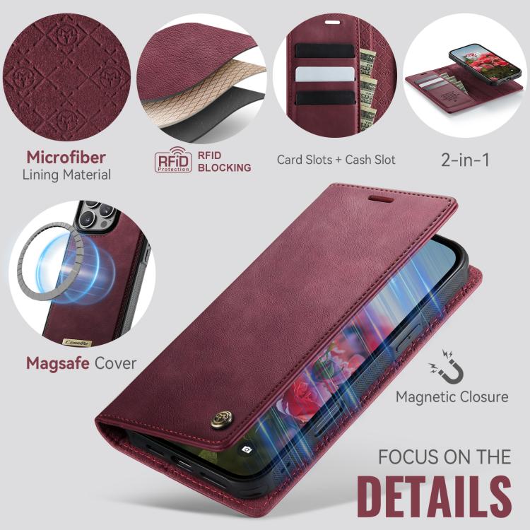 For iPhone 16 Pro CaseMe C49 MagSafe RFID Blocking Detachable Wallet Leather Phone Case(Red) - iPhone 16 Pro Cases by CaseMe | Online Shopping UK | buy2fix